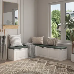 FUFU&GAGA L-Shaped Storage Bench with Hidden Compartment - Multifunctional Shoe Bench for Entryway, Kitchen Nook & Cloakroom Foot Rest Stool