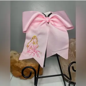 Princess embroidered hair bow tie