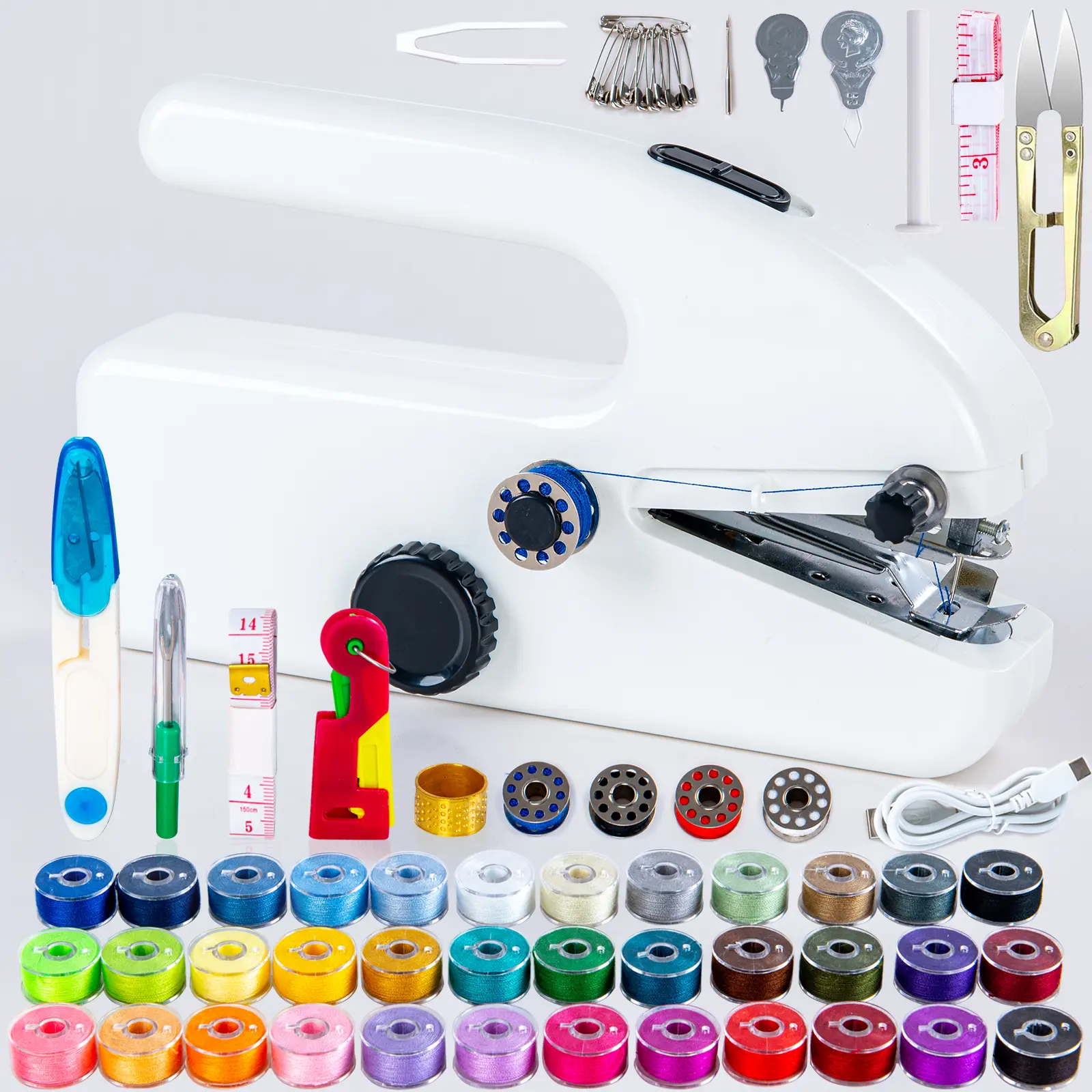 Handheld Electric Sewing Machine, Portable Quick Stitch Hand Sew Tool, Mini Sewing Machine for Emergency Clothing Repair, Travel Home Sew Accessories