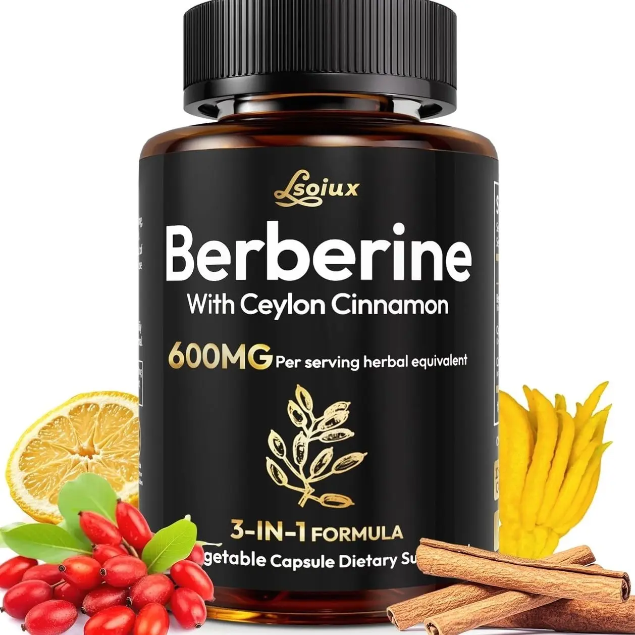 Berberine Supplement with Ceylon Cinnamon, Metabolic Support Formula for Daily Balance, Liposomal Berberine for GLP-1 Lifestyle Support, 600mg, Vegan, Non-GMO, 120 Capsules