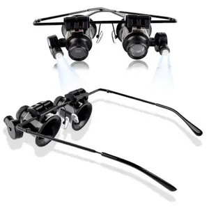 GTE 20X Loupe Double Lighted LED Magnifying Eye Glasses Adjustable Hands-Free for Jewelry Findings Precious Metals Live Broadcasting Photography