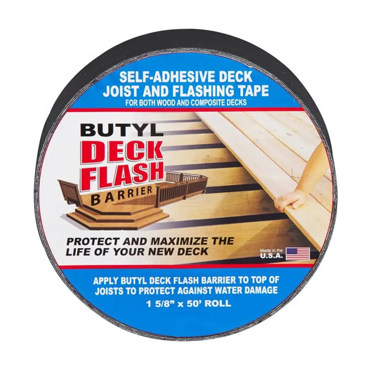 Cofair 5038930 Self-Adhesive Black Deck Flashing Tape - 1.62x50ft Peel-Stick Tape with Up-to-Date Designs for Deck Sealing, 1.06 Lbs, High-Quality Hardware Adhesive Sealer