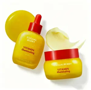 EQQUALBERRY VitaminIlluminating Serum & Cream Set - Vitamin C& Niacinamide I Targets Dark Spots |Strengthens Skin Barrier with Ceramides|Glowy, Lightweight Hydration summerwins