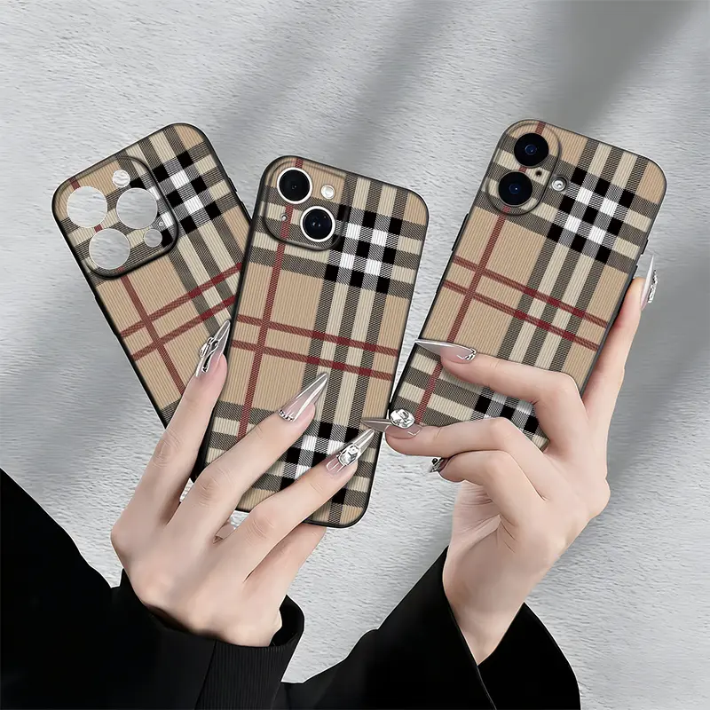 Plaid Tartan Silicone/TPU Smartphone Case - Shockproof Protector, Waterproof Shell for iPhone 17,16,15,14,13,12,11 Plus Pro Max Multi-Model iPhone Series Mobile Phone Accessory