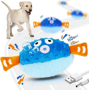 Interactive Plush Dog Toy for Bored Dogs – Moving & Jumping Squeaky Ball, USB Rechargeable