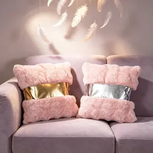 Two-Pack Rabbit Fur Pillow Covers, 45cm X 45cm (17.7in X 17.7in), Living Room Sofa Bedroom Decorative Pillow Cases