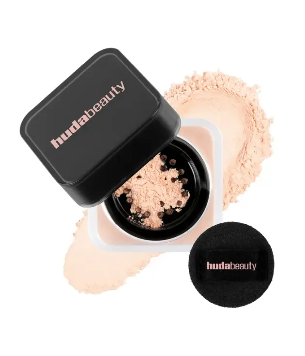 Huda Beauty Mini Easy Bake Loose Baking & Setting Powder, Banana Bread Shade, Travel Size Setting Powder with Soft Puff, Lightweight Smooth Finish for Makeup Setting