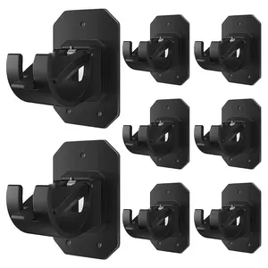 8PCS No Drill Curtain Rod Brackets Upgraded Curtain Rod No Drilling Self Adhesive Curtain Rod Hooks with Screws, Nail Free Adjustable Curtain for Poles Less Than 4cm in Diameter