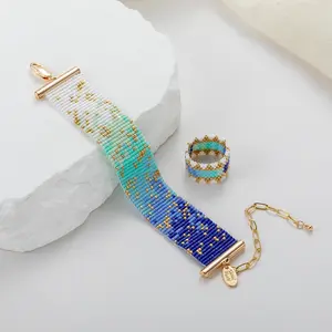 2 styles in a pack Handmade Miyuki seed bead jewelry set handmade bracelet ring Japanese beads gift for her