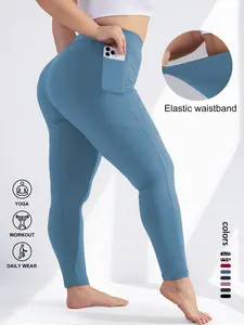 Plus Size High Waist Athletic Leggings with Pockets, Womenswear, Activewear, Sportswear, High Elastic Four-Way Stretch for All-Day Comfort, Available in Multiple Colors for Versatile Fashion, Yoga Pants