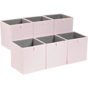 Basics Cube Organizer Bins, Collapsible Storage Baskets for Shelves, Peony Pink, Pack of 6, 13x15x13"