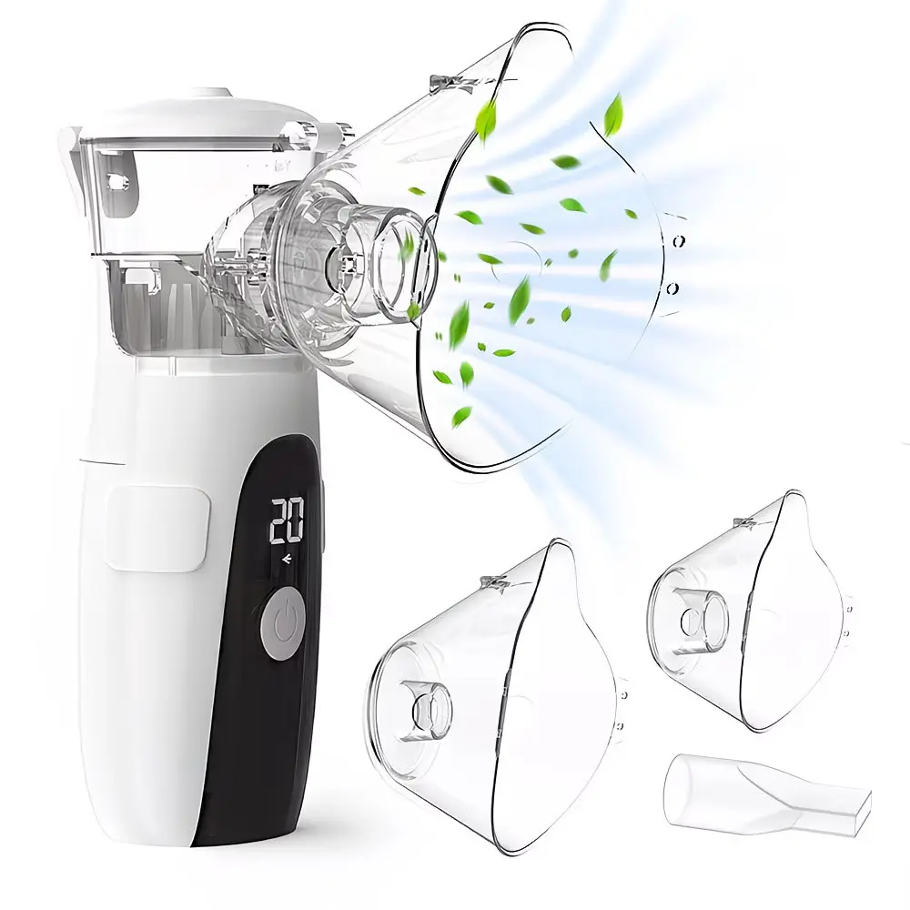 Portable Handheld Mesh Nebulizer, Medical Grade Mute Particulate Nebulizer, Suitable for Asthma, Cough, Bronchitis, Including Adult Mask & Bite Mouthpiece, Suitable for The Elderly, Adults And Children Is A Must for Travel Home, Gift Preferred mesh nebuli