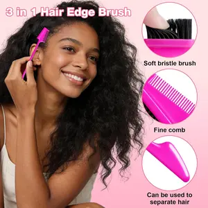 Hairline Brush for Human Hair Wigs Edge Control & Teasing Comb for Women's Styling Edge Brush Comb 3 in 1 Double Sided Edge Control Brush For Hair Salon Hair Comb Brushes(Random Color)