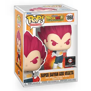 Funko POP Anime: Dragon Ball Super - Vegeta Super Saiyan God Vinyl Figure with Epic Collectibles Premium Box Protector Included