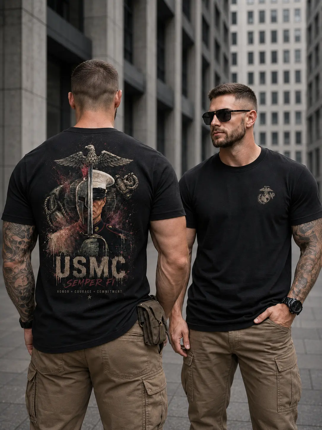 USMC Semper Fi Shirt, United States Marine Corps Veteran Tee, Patriotic Military Graphic T-Shirt, Honor Courage Commitment Shirt, Marine Veteran Gift for Men