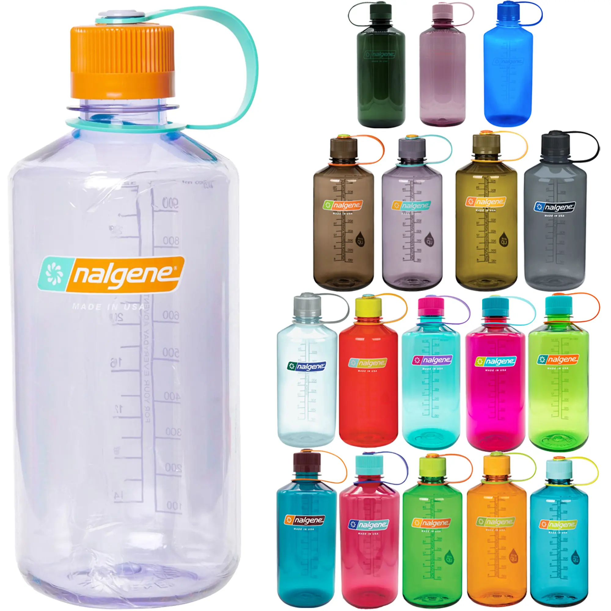 Nalgene Sustain 32 oz. Narrow Mouth Water Bottle, Washable, Portable, Reusable Plastic Bottle Made from 50% Plastic Waste, Narrow Mouth Opening