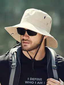 Outdoor Sun Hat Mountain Cap, Casual Men's UV Protection Hat, Large Brim Summer Hat, Unisex Waterproof Breathable Hat, Ideal for Hiking Fishing, Sunscreen Leisure Hat, Sunhat