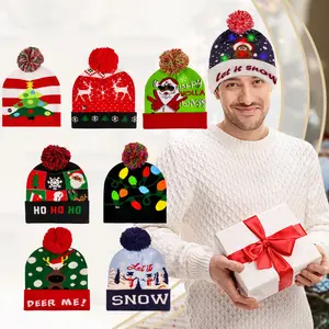 LED Christmas Light-Up Hat, Party Decoration Cap, Holiday Atmosphere Hat, Christmas Decorations, Christmas Supplies, Party Event Props