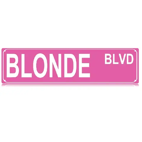 4"x16" Playful Pink Rust-Resist Metal Flat Decorative Sign - Blonde Blvd Slim Vintage Plaque Decoration, Pre-Drilled Cool Room Decor Accessory for Billiards Room, Adult Home Gift & Decor for Bedroom
