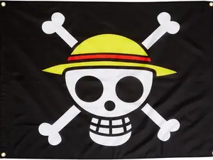 One Piece Luffy Straw hat Pirates Mugiwara jolly rodger skull Flag 31"