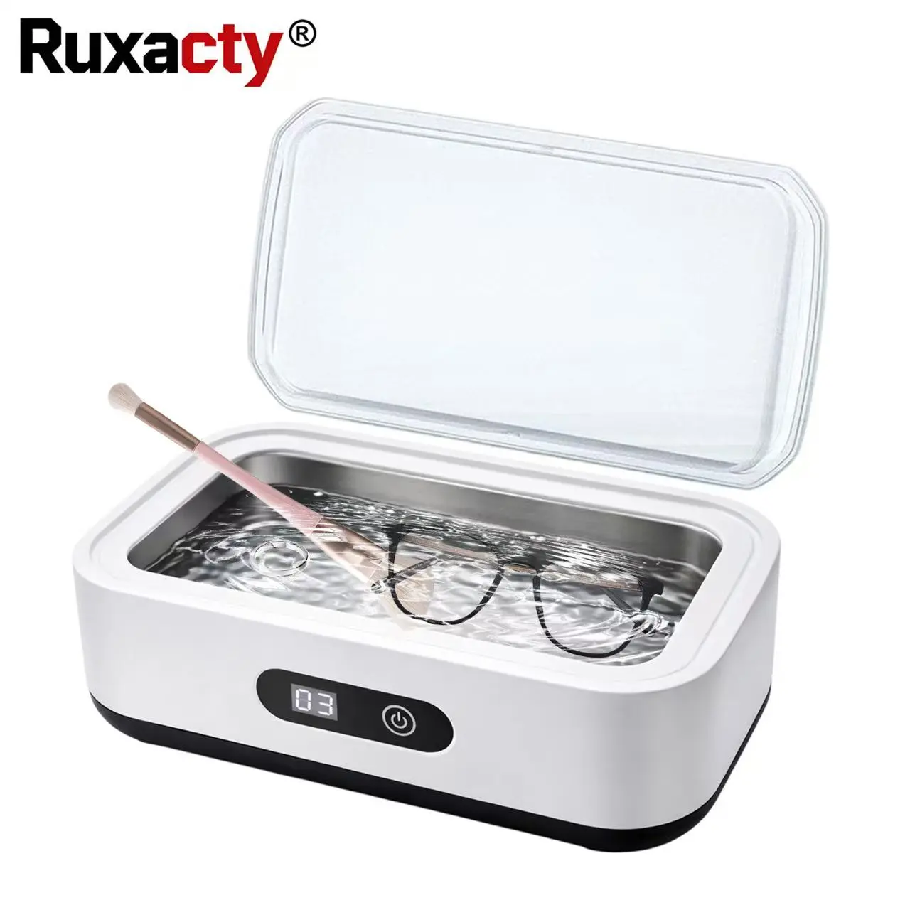 Ruxacty Ultrasonic Cleaner Machine  304 Stainless Steel Tank Sonic Cleaning Device for Eyeglasses Rings Watch Bands Dentures Retainers Coins Makeup Tools and Small Metal Parts Home and Travel Use