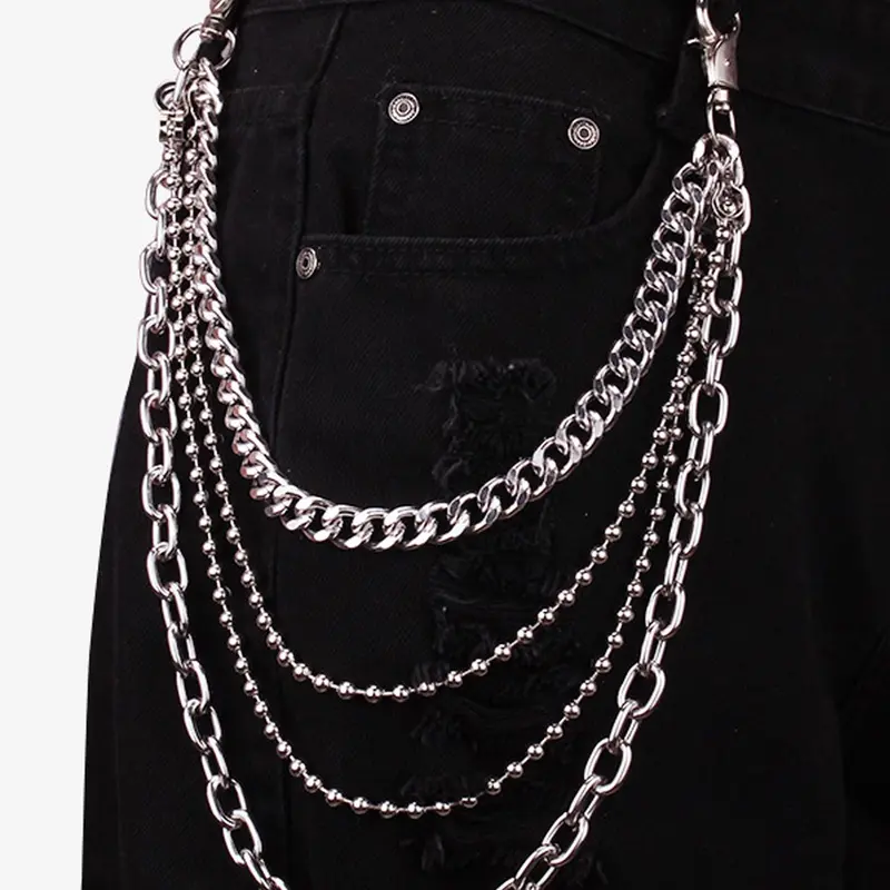 Punk Style Multi-layer Pants Chain, Fashionable Stainless Steel Pants Chain for Men & Women, Trendy All-match & Exquisite Clothes Accessories for Birthday Gift, Ball Chain, Adjustable Waist Chain, Waist Chain Accessory