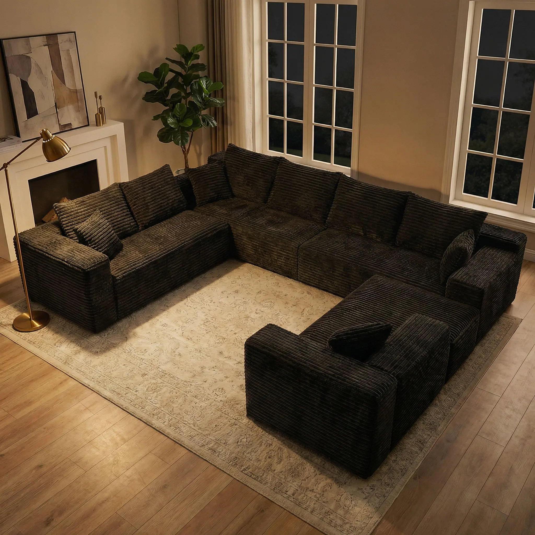 139" Oversized U-Shaped Boneless Modular Sofa, 8-Seater 4-in-1 Flexible Combination Deep-Seat Large Corner Living Room Furniture, No-Assembly Modern Upholstered Sofas with Chaise sofas para sala boneless sectional couch sectional couch