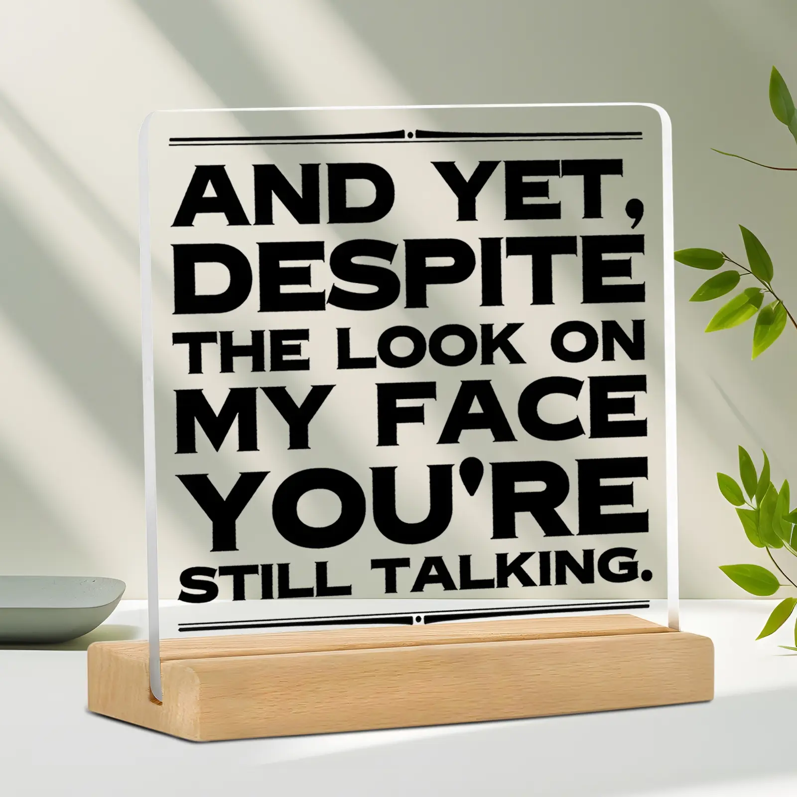 Funny Office Desk Decor Gift for Colleagues, Cute Acrylic Sign, Acrylic Signage Plaque Decor, Inspirational Desktop Decoration for Men & Women, Unique Workplace Accessory, Creative Desktop Decoration, Office Home Decor