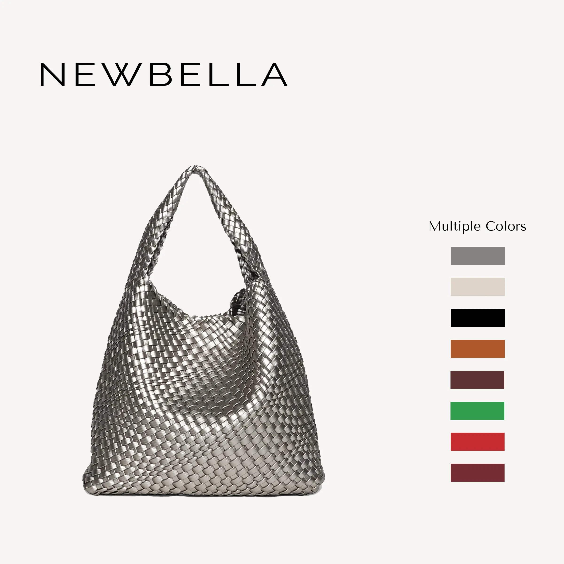 NEWBELLA Linda Woven Hobo Bag for Women - Vegan PU Leather Trendy Commuter Everyday Tote Shoulder Bag, Large-Capacity Chic Purse, Trendy Commuter Bag