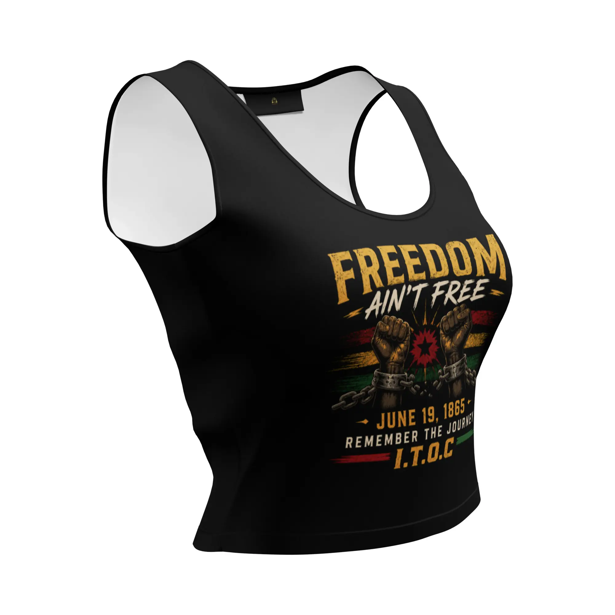 I.T.O.C. Juneteenth Freedom Ain't Free Women's Crop Top (Black)