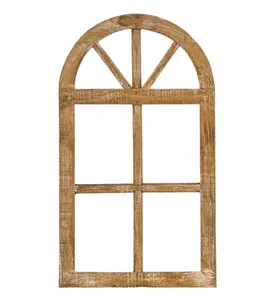 20.75" x 12" Arched Wood Window – Antique Tan/Cream