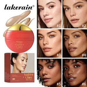 Lakerain Long-lasting Glow Skin Tint, Waterproof & Sweatproof Liquid Foundation, Lightweight Highlighter, Multi-Layer Concealing, Even Skin Tone Without Dullness, Flawless Complexion, Smudge-Proof & Fade-Proof, 6 Shades for All Skin Tone