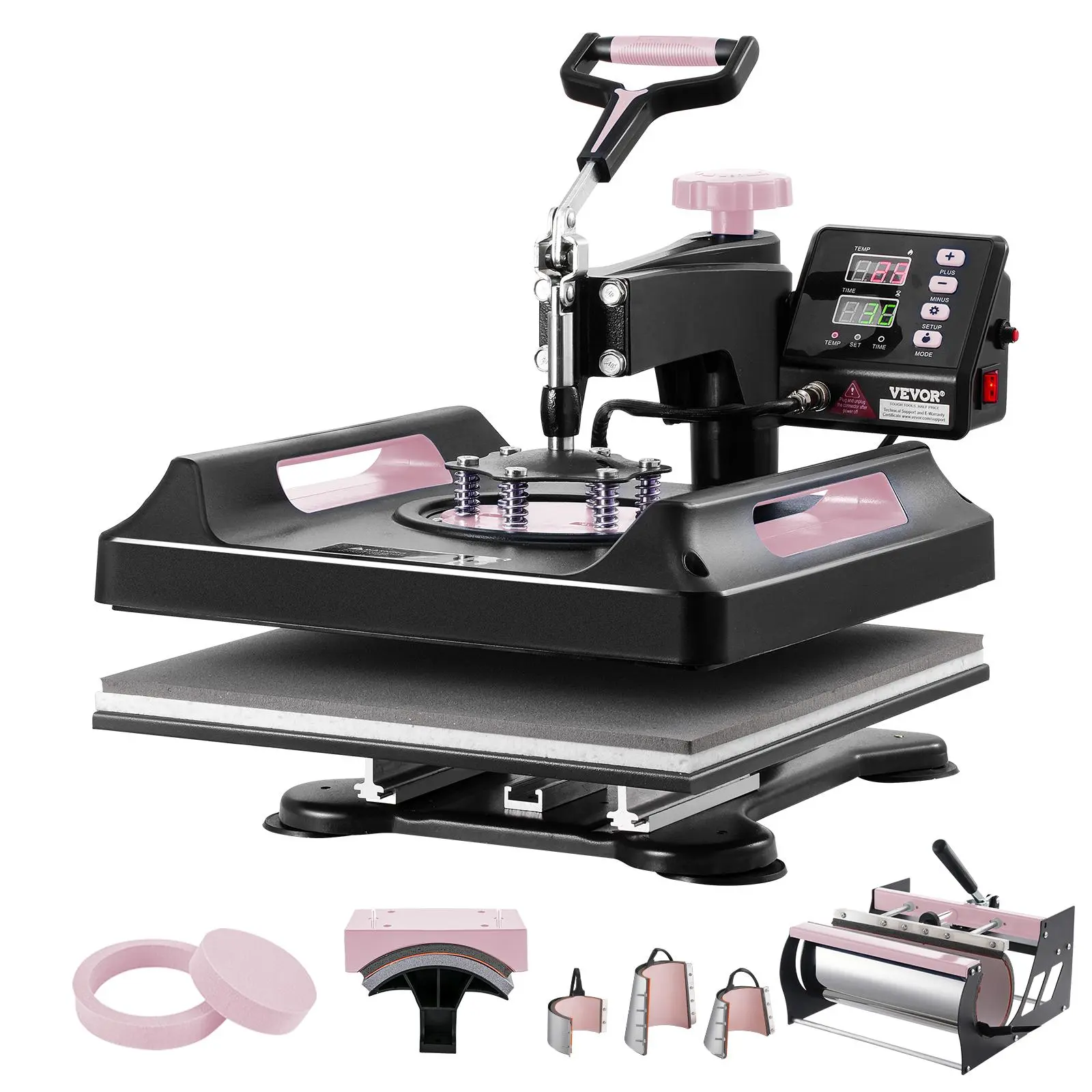 【Summerfinds】VEVOR Heat Press Machine 15 x 15 inch8 in 1 Heat Transfer Machine with 30 oz Tumbler Press360° Swing Away Digital T-Shirt Pressing MachineTeflon Coatingfor T-Shirts/Mugs/Hats/PlatesBlack