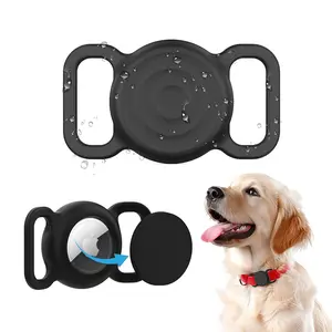 Smart Trackers with Waterproof Silicone Dog Collar Harnesses Mounts, Compatible with Apple Find My APP, Real-Time Location Tracking, 2-Pack/4-Pack