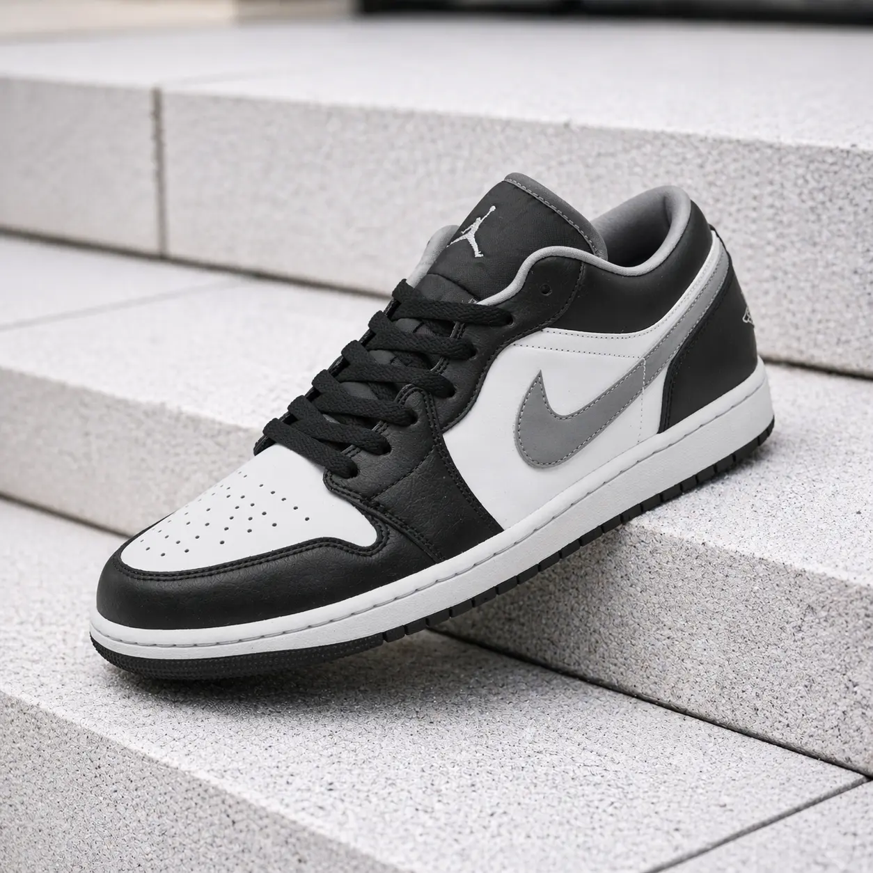 Nike Air Jordan 1 Low Black White Grey 553558-040 Men's Fashion Sneaker New