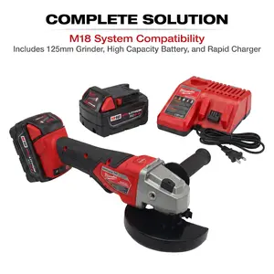 Milwaukee 125mm Brushless Heavy Duty Stainless Steel Portable Precision Grinder, 9500RPM, Industrial Use Tool Set for Heavy-Duty Metal Fabrication Tasks