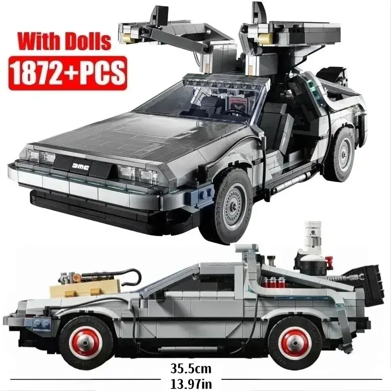 2026 1872PCS/PZS Back to the Future DeLorean DMC-12 Time Machine Model Compatible with 10300 99998 T0300 63006 Building Blocks Assembly Set, Brick Model Set Suitable for Gift Collection Children's DIY Handicrafts STEAM Toys Gift, Building Model Kit