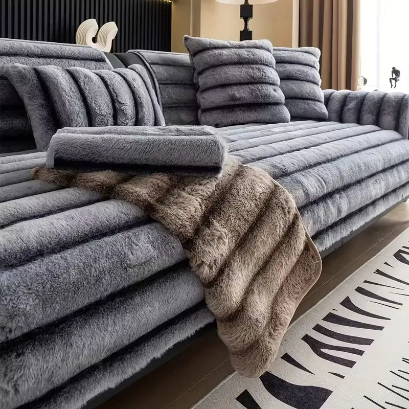 1pc Plush Couch Cover, Washable Sofa Cover, Warm and Thick Sofa Cover Sofa Back Towel, Dustproof Sofa Protector, Four Seasons General Furniture Protector, Bedroom, Office, Living Room Home Decoration, Not Including Backrest, Armrest, Pillow Case