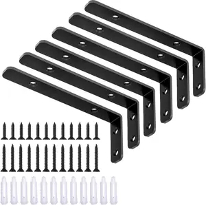6-Pack Heavy Duty L Brackets - 5"x2" Metal Shelf Supports, 42lb Capacity for Wooden Boards Decor Wall Matte Steel