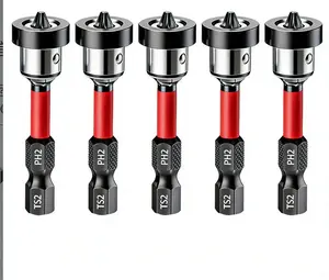 5-Pack PH2 Magnetic Drywall Screwdriver Drill Bits, 1/4" Hex Shank with Depth Stop, Plasterboard Fastening Power Tool Accessory