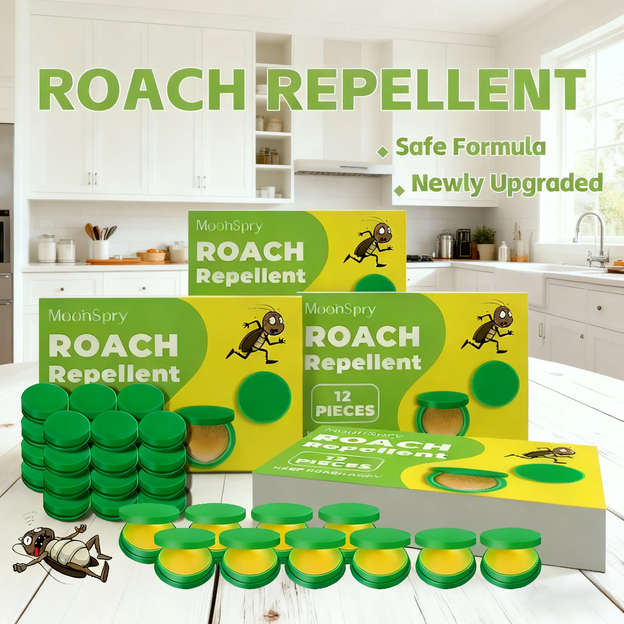 48-Piece Powerful Roach Repellent Kit - Gel Bait Exterminator, Microfiber Floor Mop, Long-Lasting Indoor Multi-Surface Pest Control, Home Supplies, Cockroaches, Roach-Control, Insect Deterrent Cockroaches, Pest Repellent Solutions, Indoor Insect Control