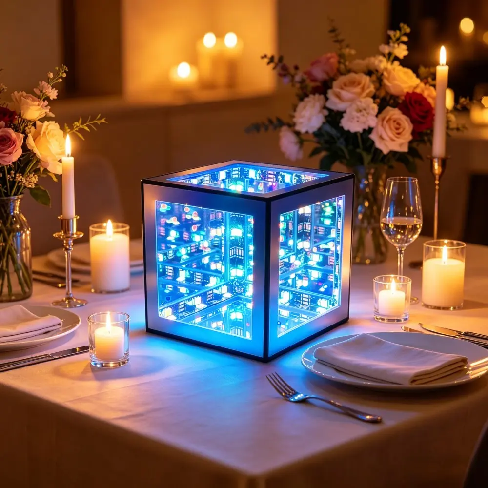 1pc RGB Infinity Cube Light, Color Changing, Button control, adjustable brightness, Decoration for Bedroom, Gaming Room & Dorm | Christmas Thanksgiving Birthday Gift for Teens & Adults, Cool Space Themed Night Light, Led Atmosphere Lamp, Decorative Light