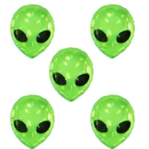 5Pcs Green Alien Head Balloons,Alien Ufo Party Supplies Balloons,Outer Space Alien Birthday Party Decoration,Baby Shower/Carnival Circus/Halloween Party Decoration