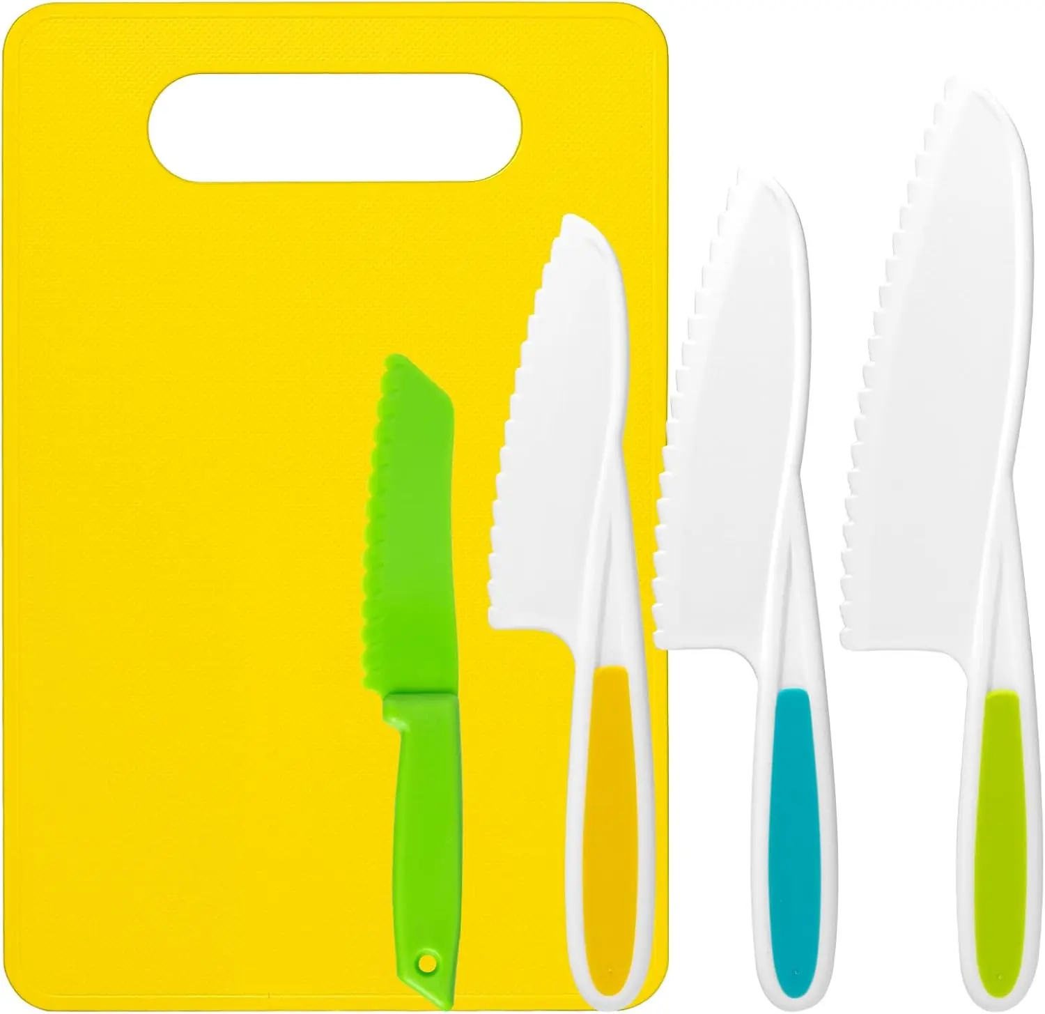 Halloween Fall Gift Montessori Kitchen Tools 5 Pcs Kids Cooking Sets with 4 Pcs Children's Safety Knives and 1 Pc Cutting Board