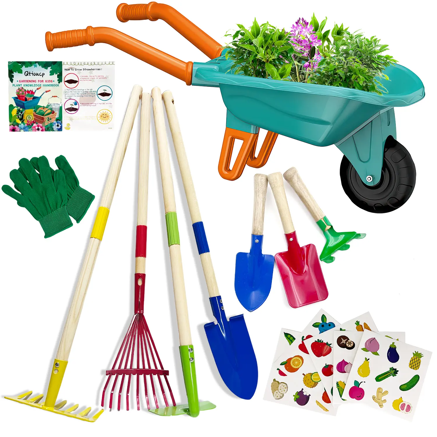 Kids Gardening Tools Outdoor Toys Set Backyard Play with Wheelbarrow Educational STEM Learning Pretend Toys Outdoor Indoor for Toddlers Kids Boys Girls