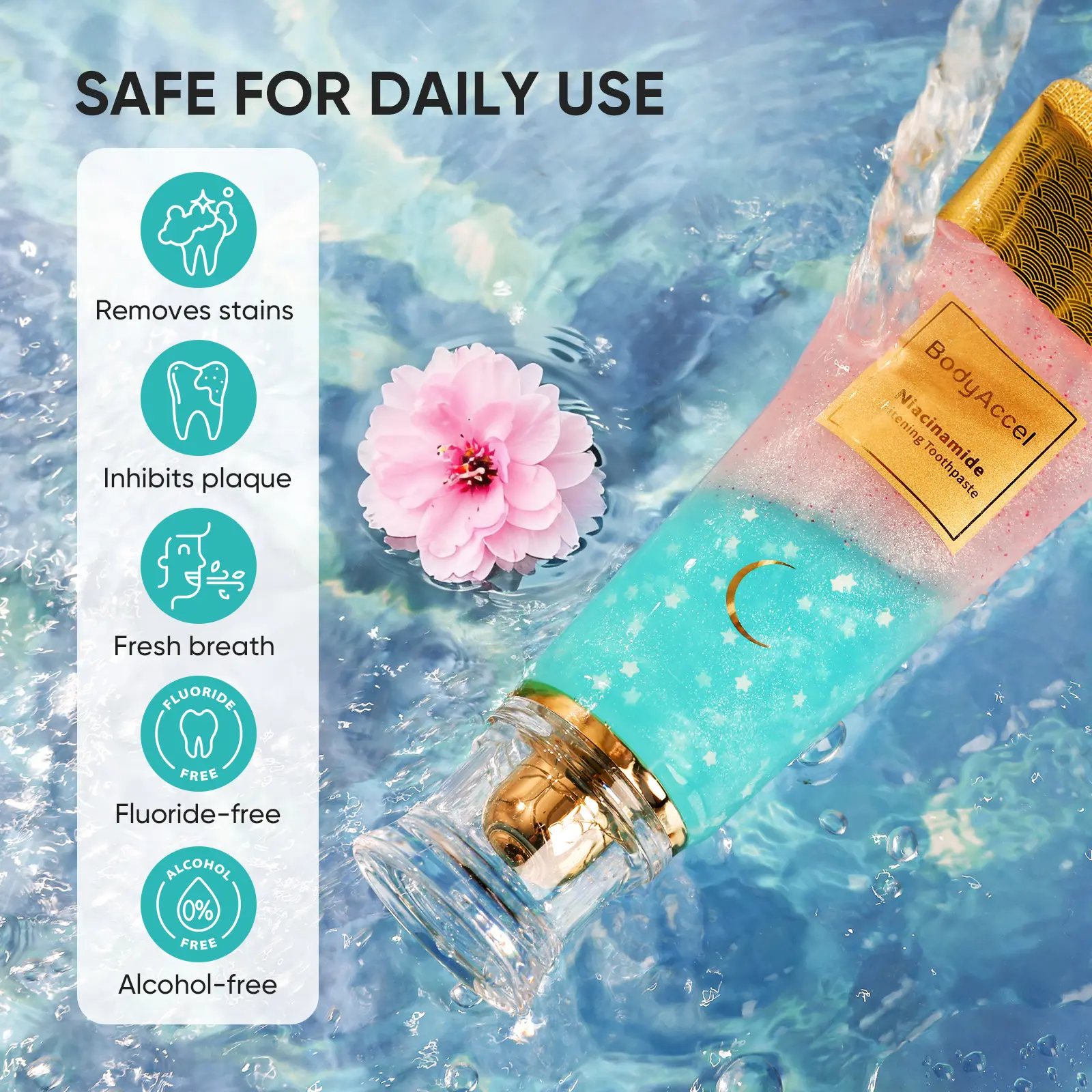 【BodyAccel】 【Triple Whitening】Niacinamide Fresh Breath Whitening Toothpaste - glamvorateeth whitening Springtok Mint