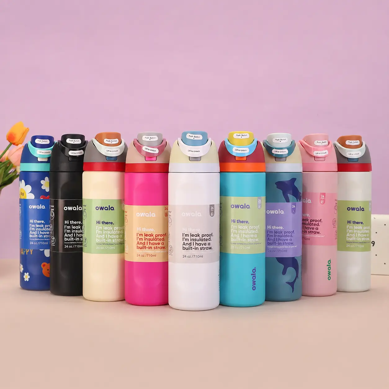 [NEW 2026] Owala 32oz FreeSip Insulated Water Bottle Insulated Stainless Steel 32oz,US STOCK | Leakproof Flip Straw | 10 Colors
