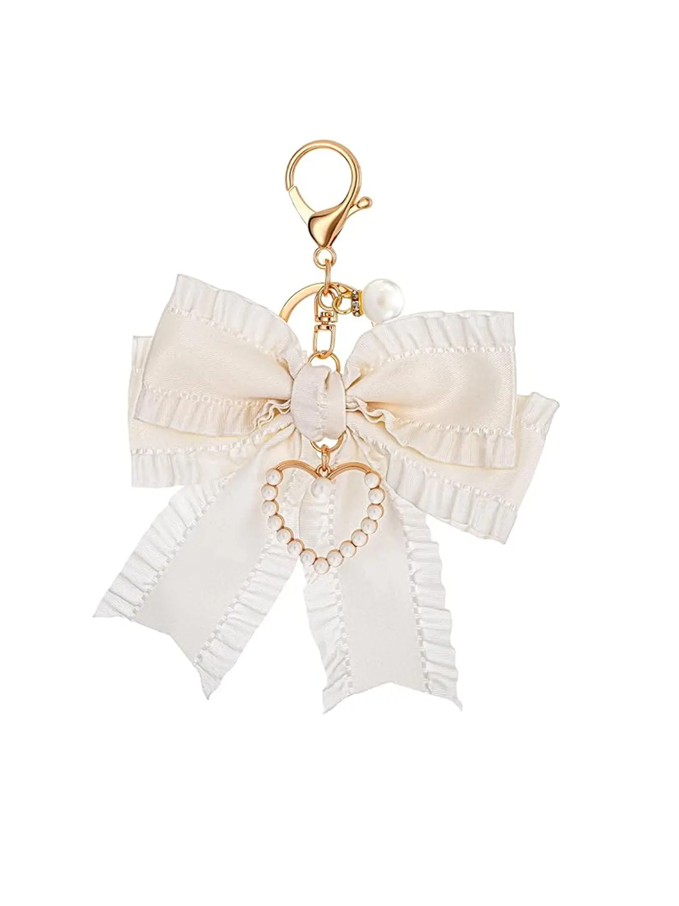 Women's Bowknot Keychain for bags Charm, Pearl Wrist Strap Backpack Pendant Accessory, Cute Handbag Wallet Pendant Jewelry Gift for Women