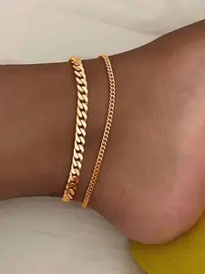 Women's Multi-Layer Chain Anklet Set, Unique Beach & Street Style Jewelry, Perfect Daily Wear Accessory, Fashionable Foot Jewelry, Fashionable Accessories