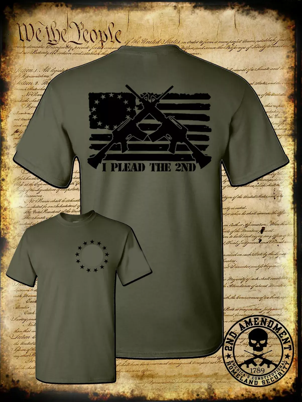USA Flag I Plead The 2nd Amendment T-Shirt Pro GunS